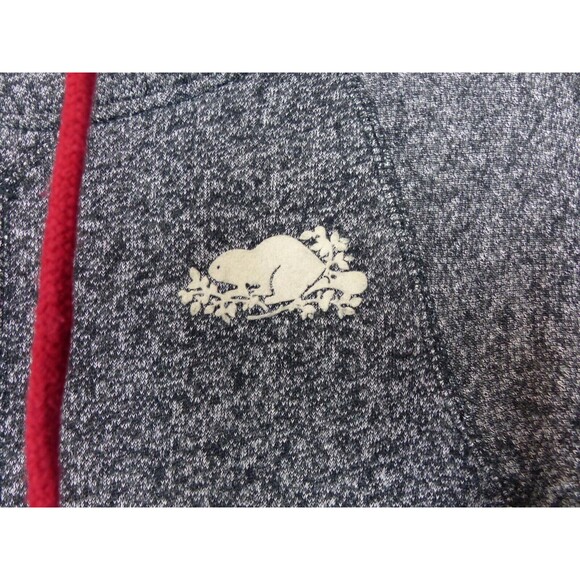 Roots Canada Womens XS Hooded Pullover Sweater Heather Black Varsity Cuffs - Picture 4 of 14